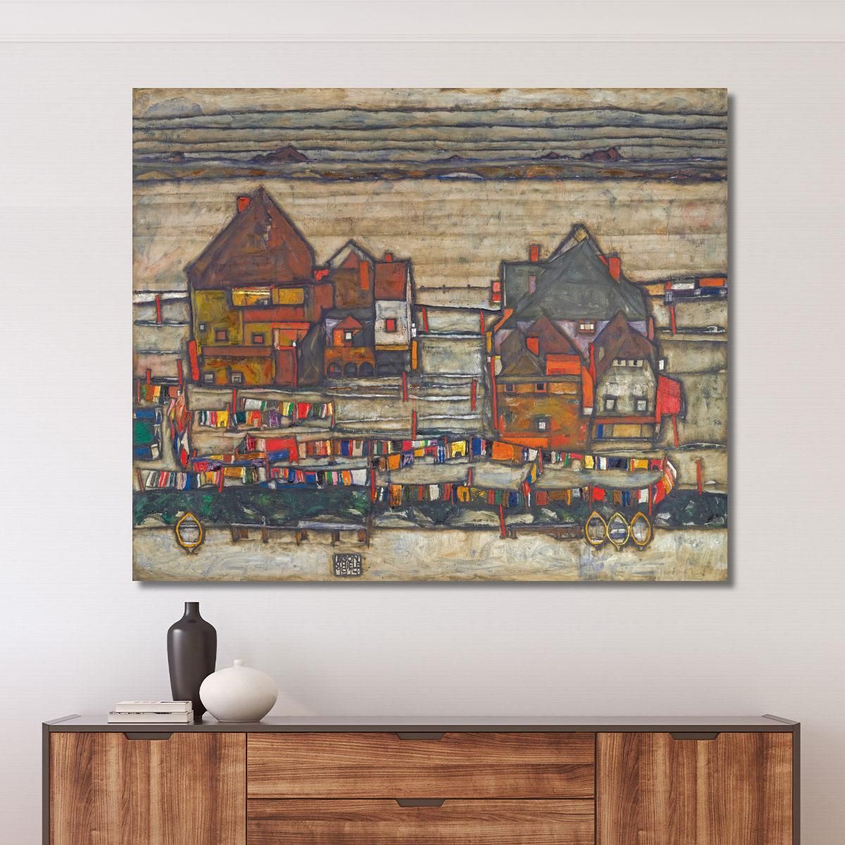 Houses With Laundry Suburb Ii Egon Schiele esh71 canvas print 