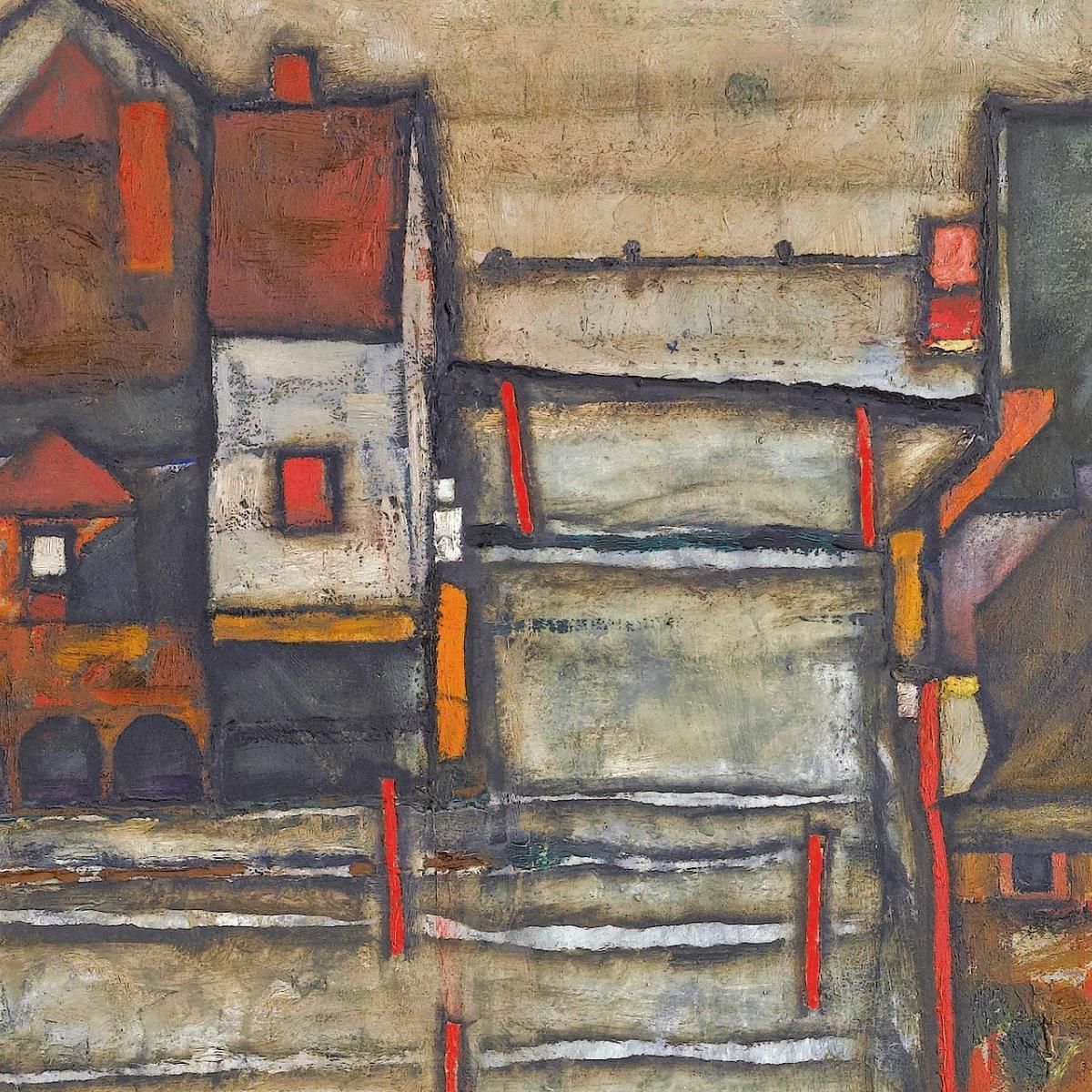 Houses With Laundry Suburb Ii Egon Schiele esh71 canvas print
