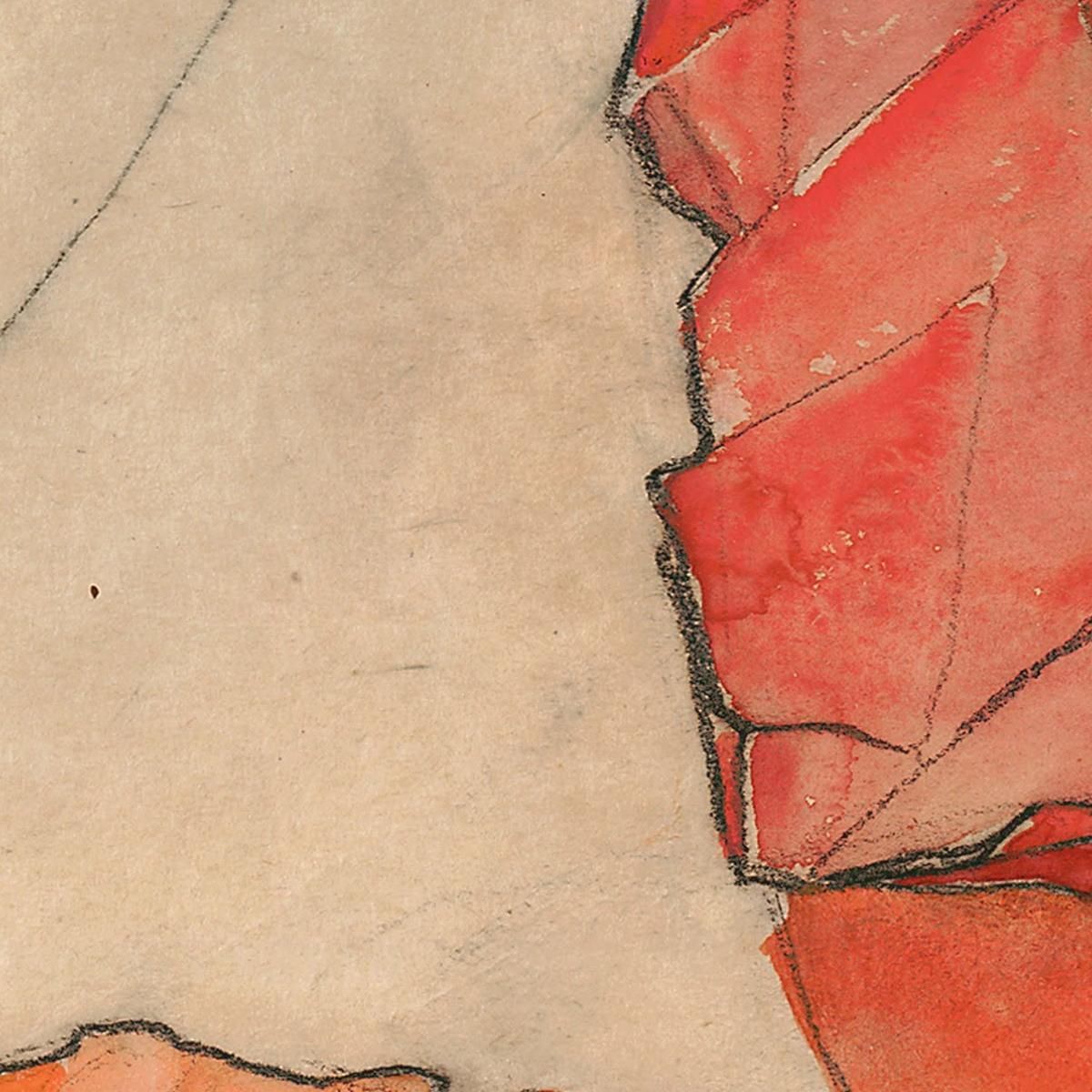 Kneeling Female In Orange-Red Dress Egon Schiele esh76 canvas print