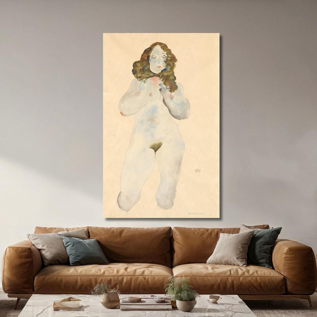 Kneeling Female Nude Egon Schiele esh79 canvas print 