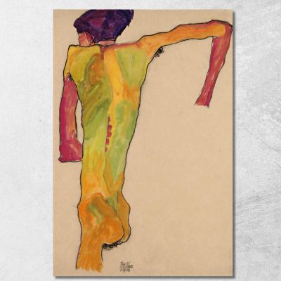 Male Nude Propping Himself Up Egon Schiele esh92 canvas print 