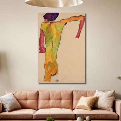 Male Nude Propping Himself Up Egon Schiele esh92 canvas print 