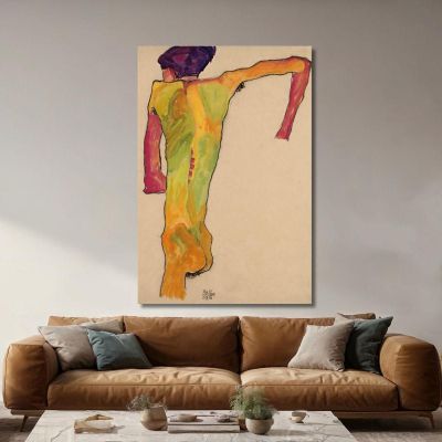 Male Nude Propping Himself Up Egon Schiele esh92 canvas print 