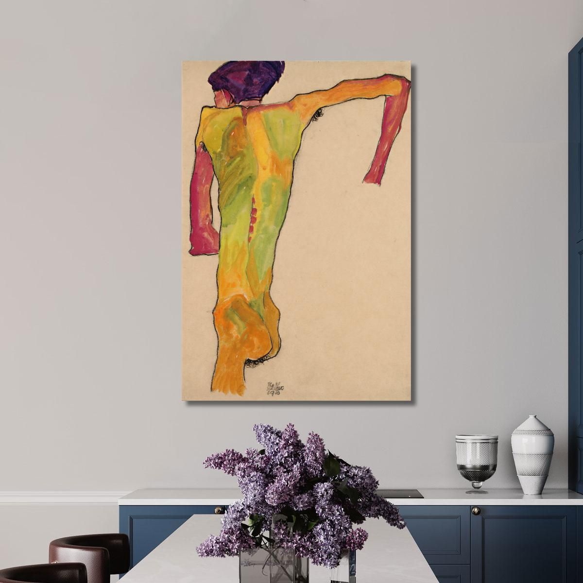 Male Nude Propping Himself Up Egon Schiele esh92 canvas print 