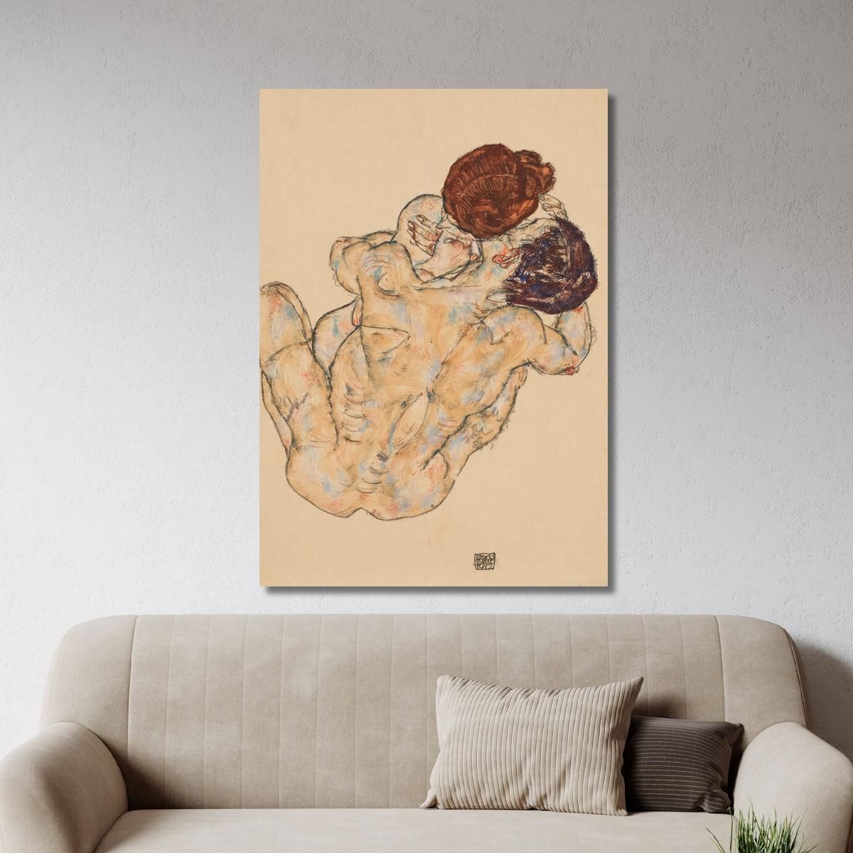 Man And Woman Embracing Egon Schiele esh93 canvas print 