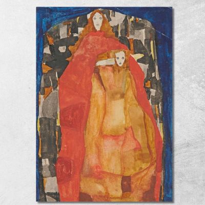 Mother With Child In Red Coat Egon Schiele esh100 canvas print 