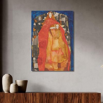 Mother With Child In Red Coat Egon Schiele esh100 canvas print 