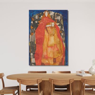 Mother With Child In Red Coat Egon Schiele esh100 canvas print 