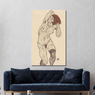 Nude In Black Stockings Egon Schiele esh107 canvas print 