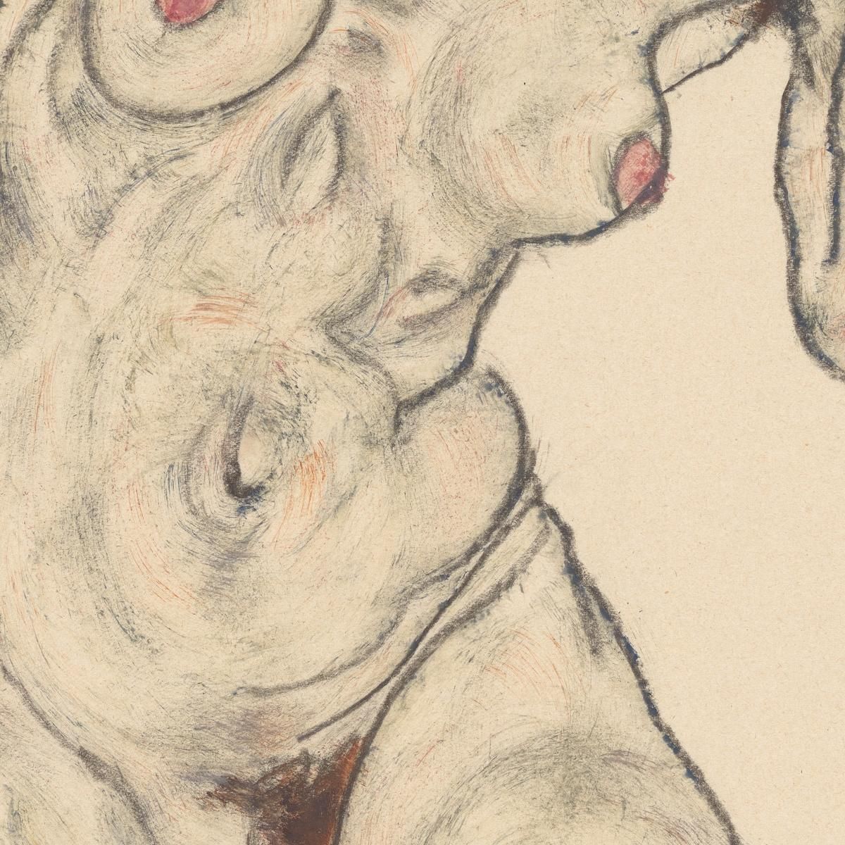 Nude In Black Stockings Egon Schiele esh107 canvas print