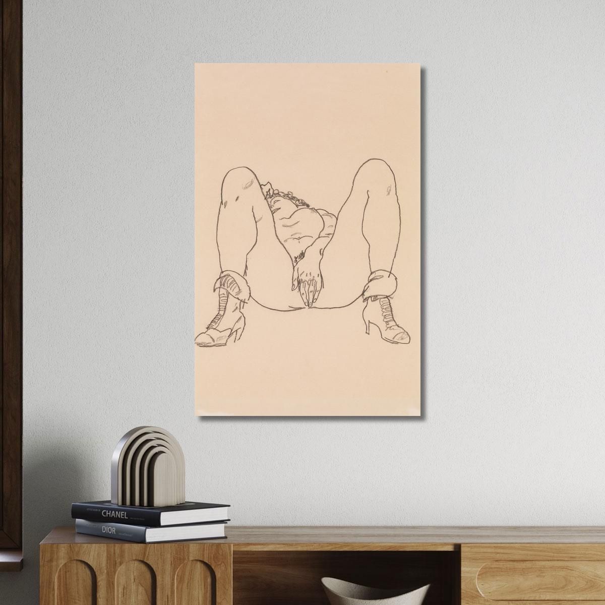 Reclining Nude With Boots Egon Schiele esh133 canvas print 