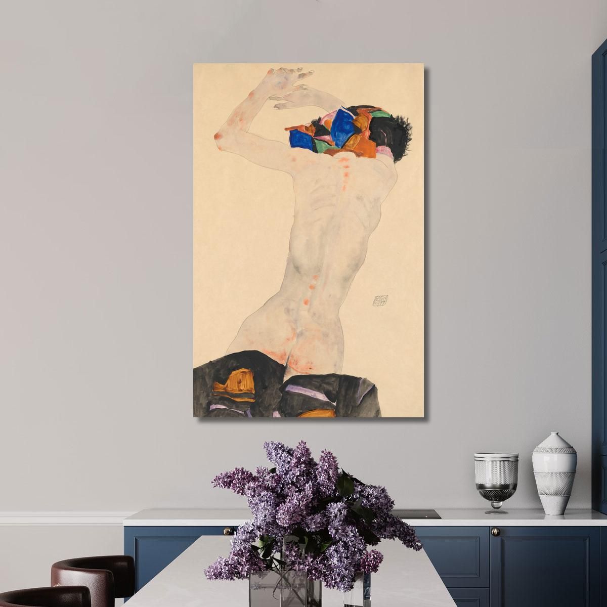 Reclining Nude With Colorful Cloth Egon Schiele esh140 canvas print 