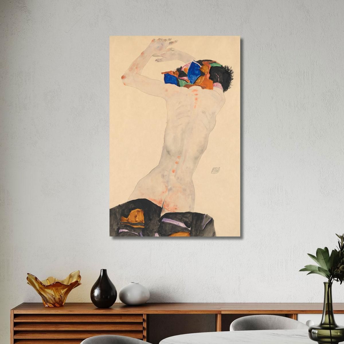 Reclining Nude With Colorful Cloth Egon Schiele esh140 canvas print 