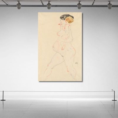 Pregnant Woman With Child In Her Arms Egon Schiele esh143 canvas print 