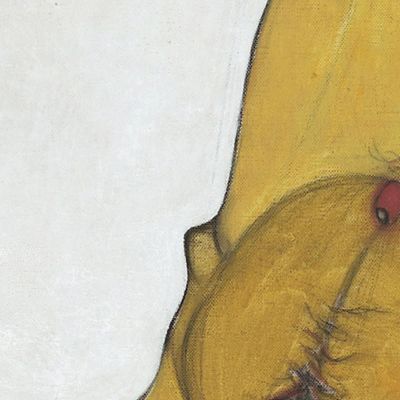 Seated Male Nude Self-Portrait Egon Schiele esh145 canvas print
