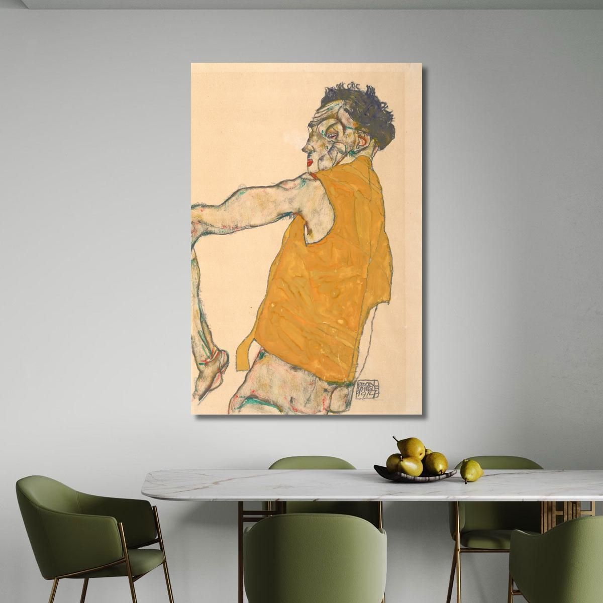 Self-Portrait In Yellow Vest Egon Schiele esh154 canvas print 