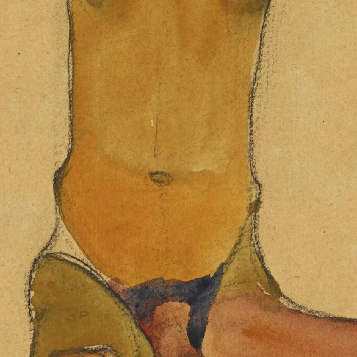 Seated Male Nude With Lowered Head Egon Schiele esh167 canvas print