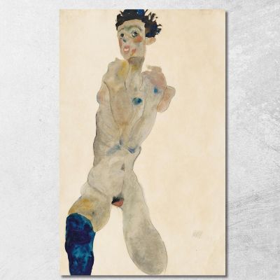 Standing Male Nude With Crossed Arms (Self-Portrait) Egon Schiele esh182 canvas print 