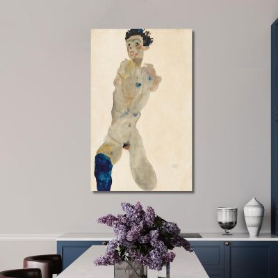 Standing Male Nude With Crossed Arms (Self-Portrait) Egon Schiele esh182 canvas print 