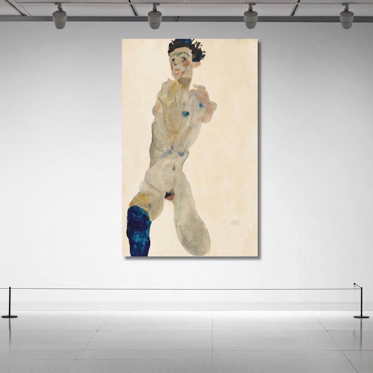 Standing Male Nude With Crossed Arms (Self-Portrait) Egon Schiele esh182 canvas print 