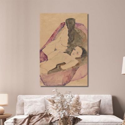Two Reclining Nudes Egon Schiele esh197 canvas print 