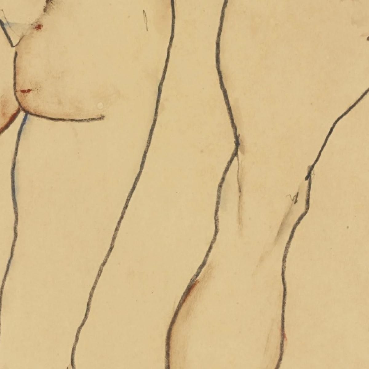 Two Standing Semi-Nude Females Egon Schiele esh208 canvas print