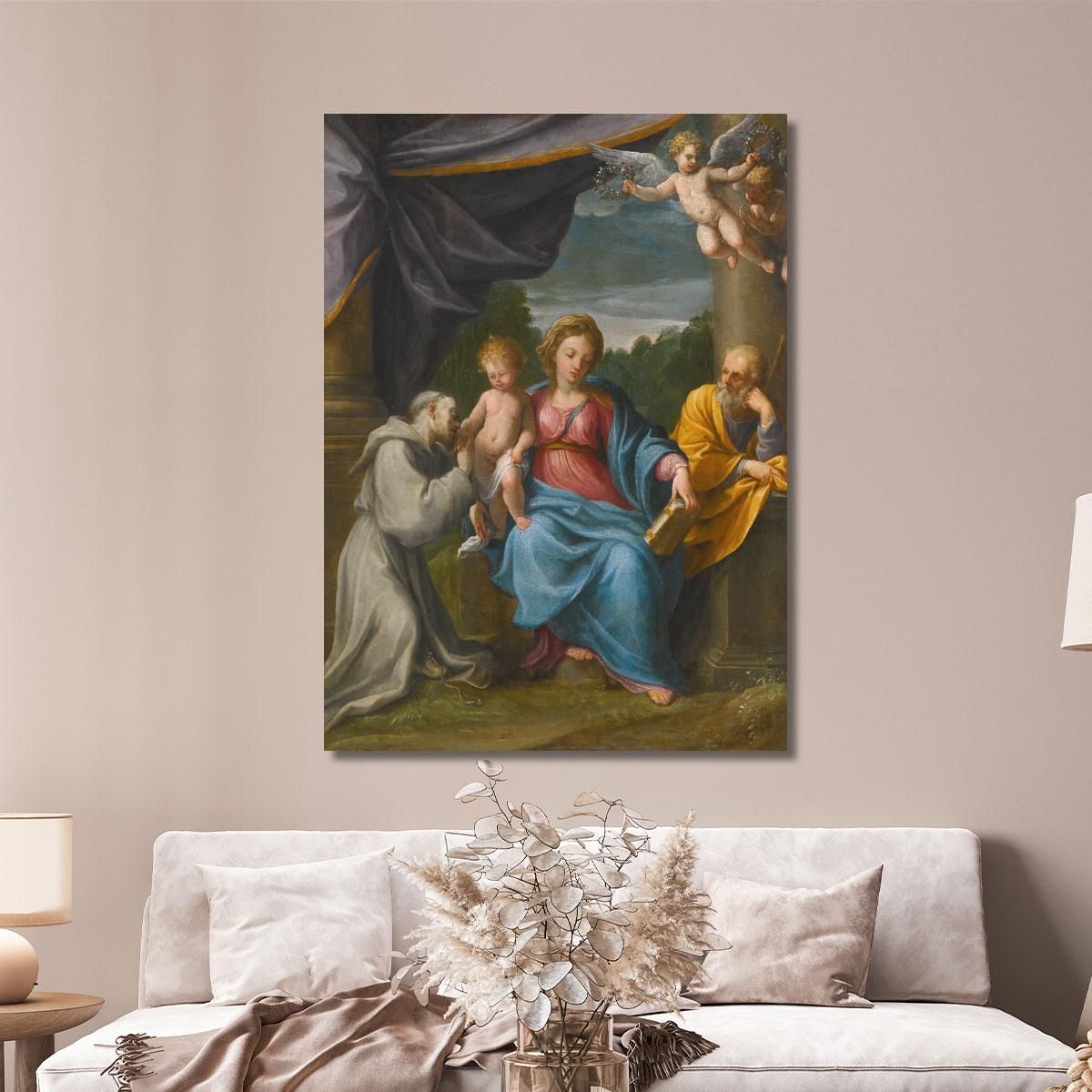 Holy Family With Saint Francis Guido Reni grn15 canvas print 