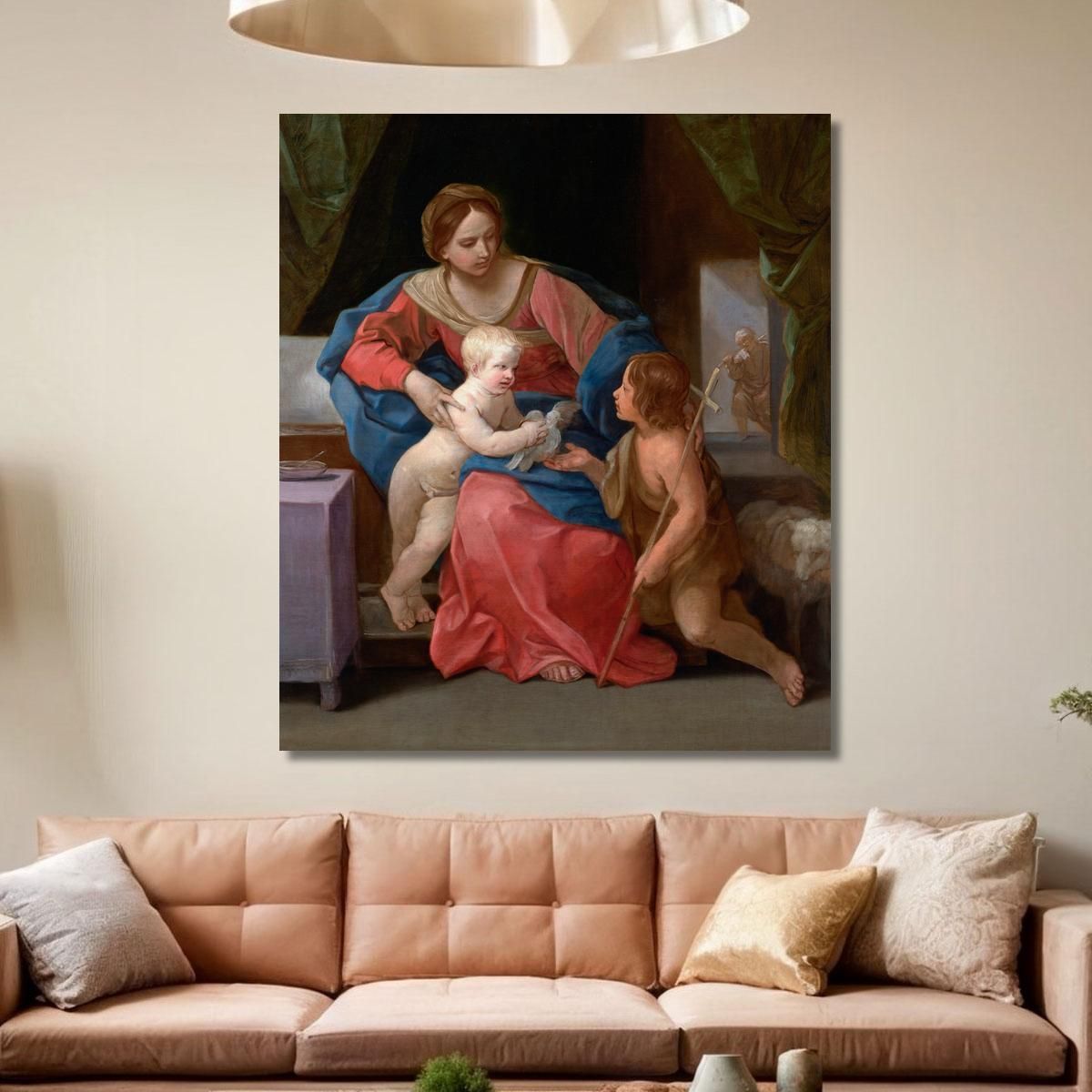 Virgin And Child With Saint John The Baptist Guido Reni grn49 canvas print 