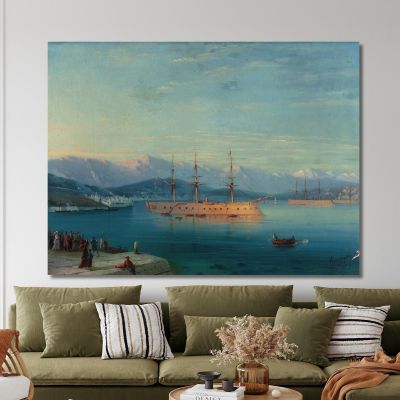 French Ships Departing The Black Sea Ivan Konstantinovich Aivazovsky ika7 canvas print 