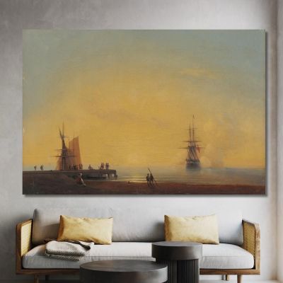 In The Roads Evening Ivan Konstantinovich Aivazovsky ika13 canvas print 