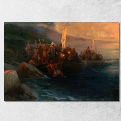 The Disembarkation Of Christopher Columbus With Companions On Three Launches Ivan Konstantinovich Aivazovsky ika42 canvas print