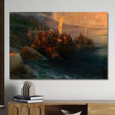 The Disembarkation Of Christopher Columbus With Companions On Three Launches Ivan Konstantinovich Aivazovsky ika42 canvas print