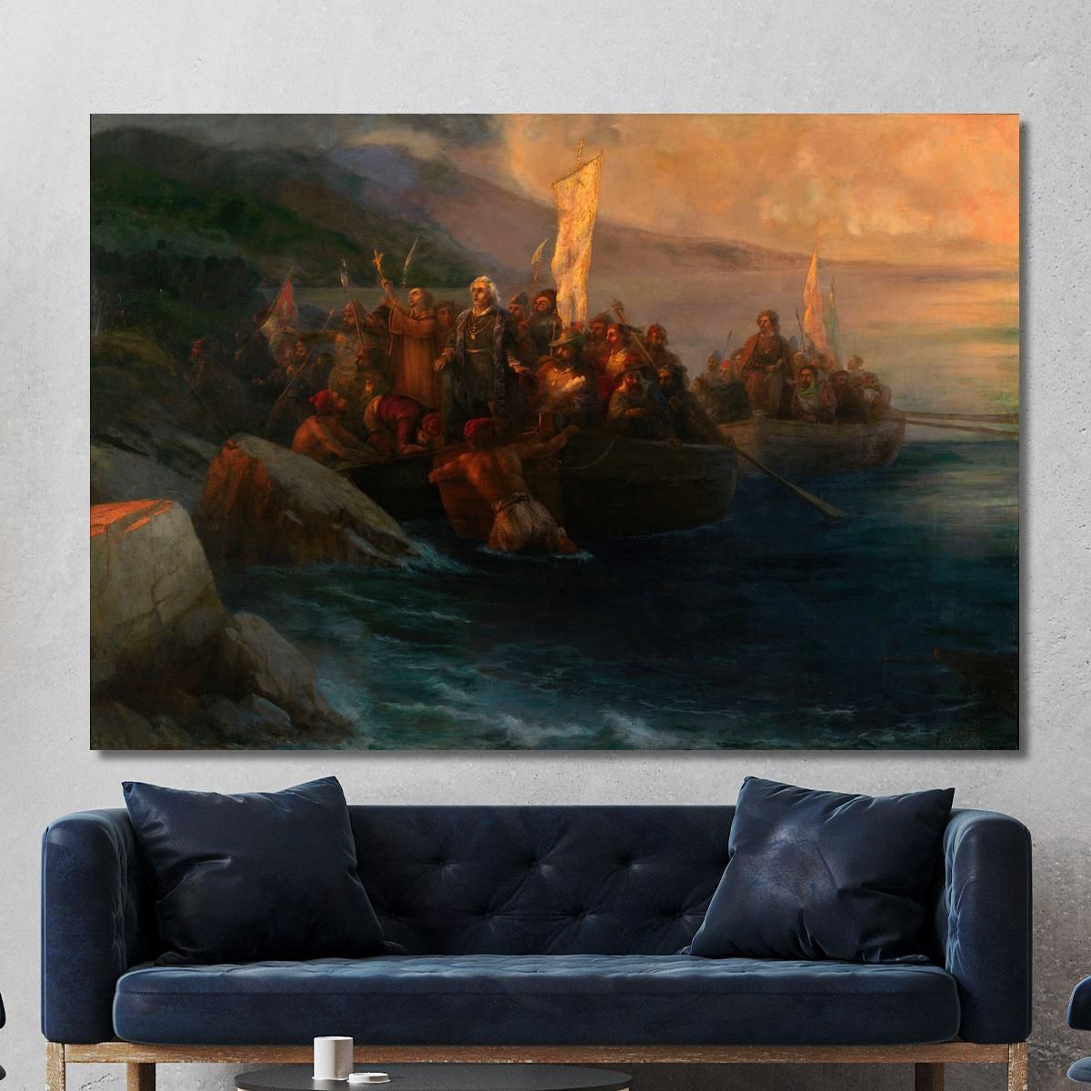 The Disembarkation Of Christopher Columbus With Companions On Three Launches Ivan Konstantinovich Aivazovsky ika42 canvas print