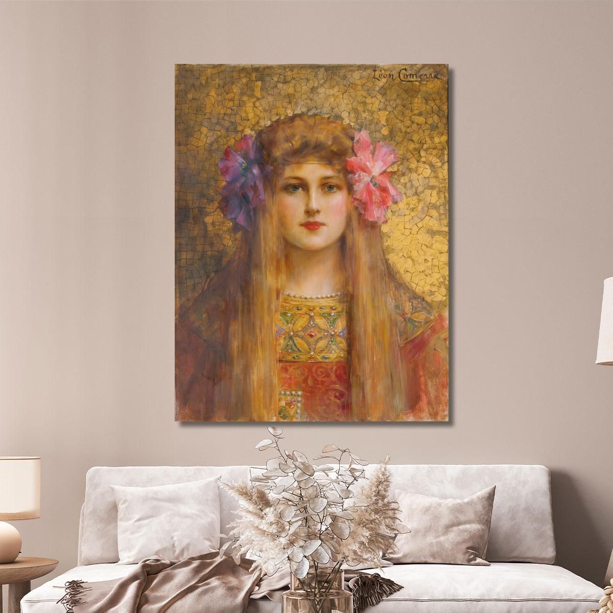 Portrait Of Woman With Flowered Turban Léon François Comerre lfc21 canvas print 