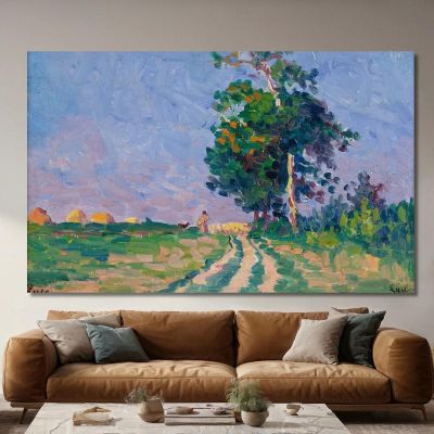 Shepherd And His Flock On The Path Near Moulineaux Maximilien Luce mlc22 canvas print 
