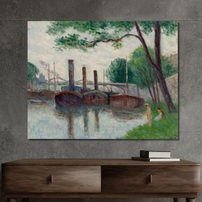 The Banks Of The Seine Near La Roche-Guyon Maximilien Luce mlc57 canvas print 