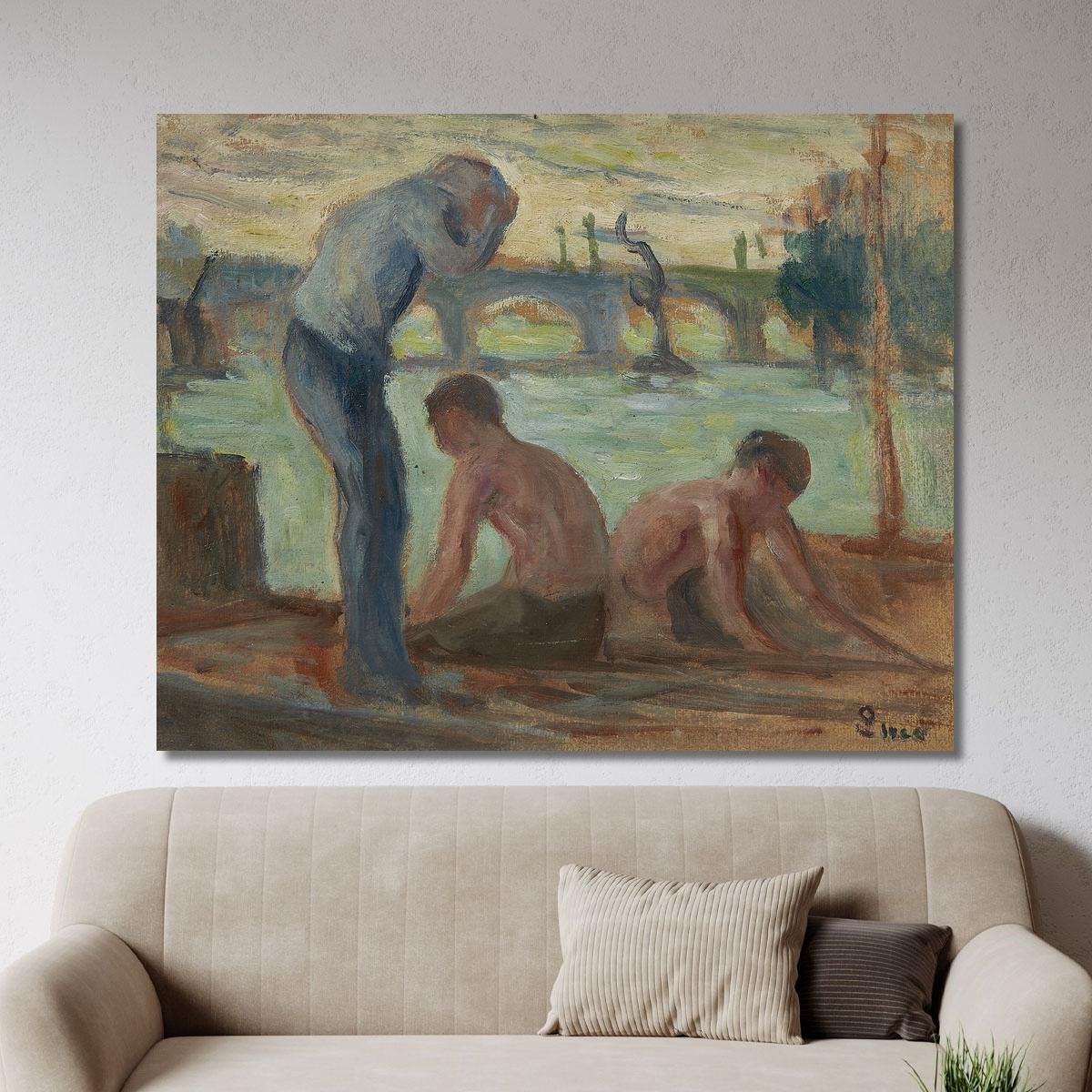 Figures On The Banks Of The Seine Maximilien Luce mlc87 canvas print 