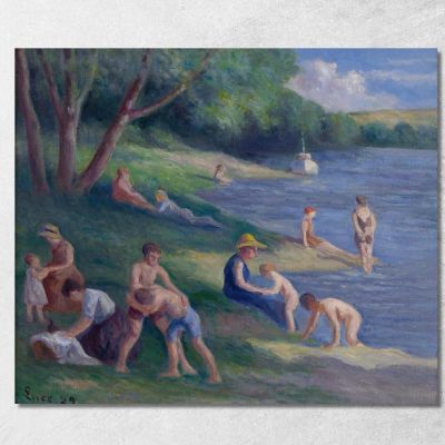 Beach At Méricourt Maximilien Luce mlc90 canvas print 