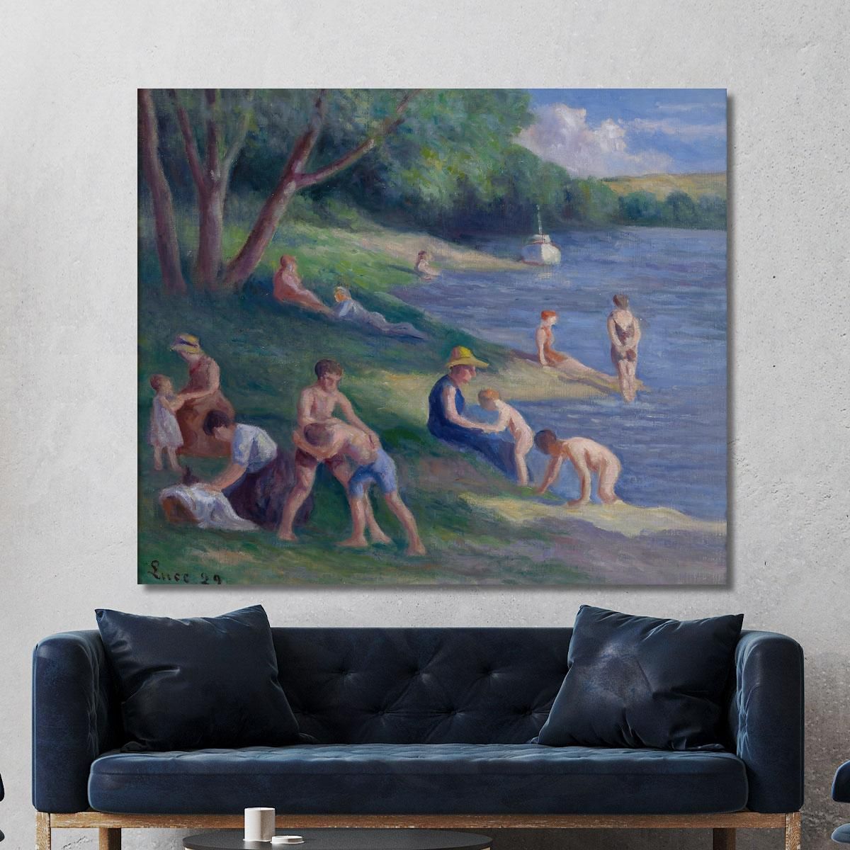 Beach At Méricourt Maximilien Luce mlc90 canvas print 