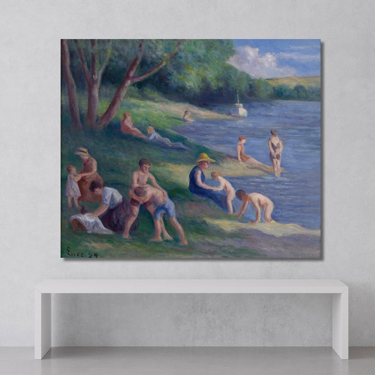 Beach At Méricourt Maximilien Luce mlc90 canvas print 
