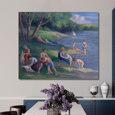Beach At Méricourt Maximilien Luce mlc90 canvas print 