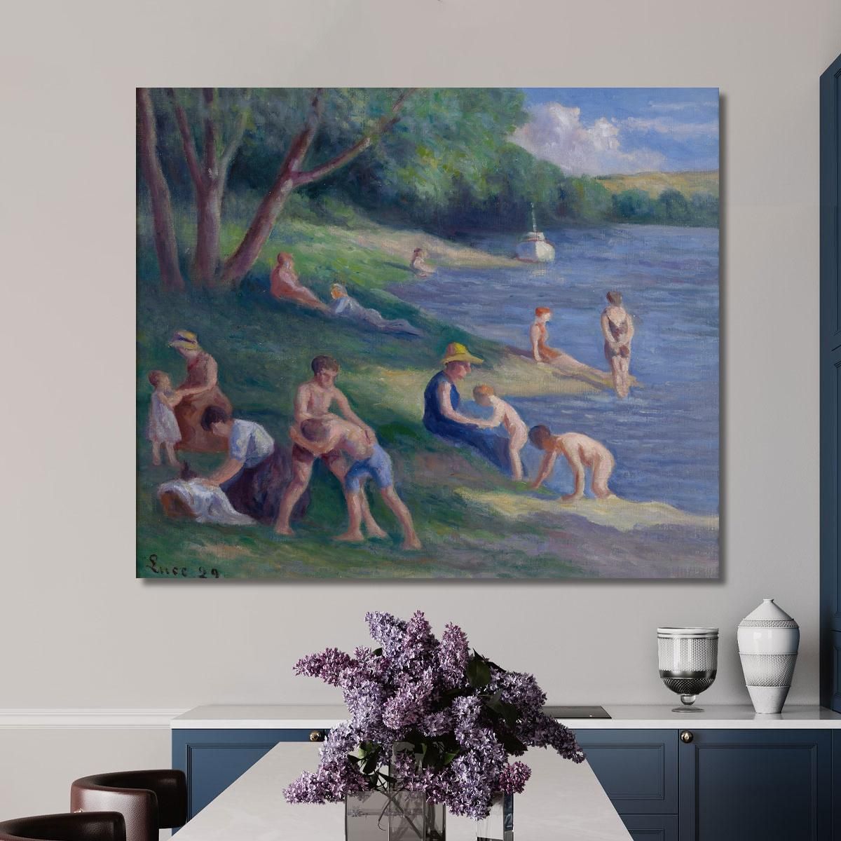 Beach At Méricourt Maximilien Luce mlc90 canvas print 