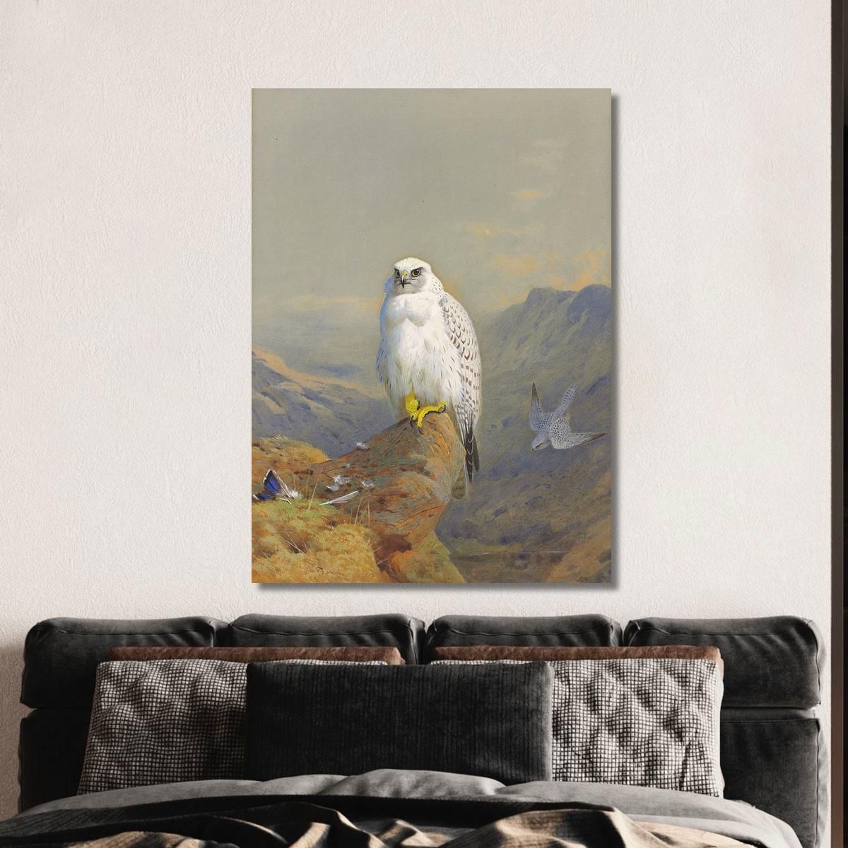A Greenland Falcon On A Rocky Outcrop Archibald Thorburn ath4 canvas print 