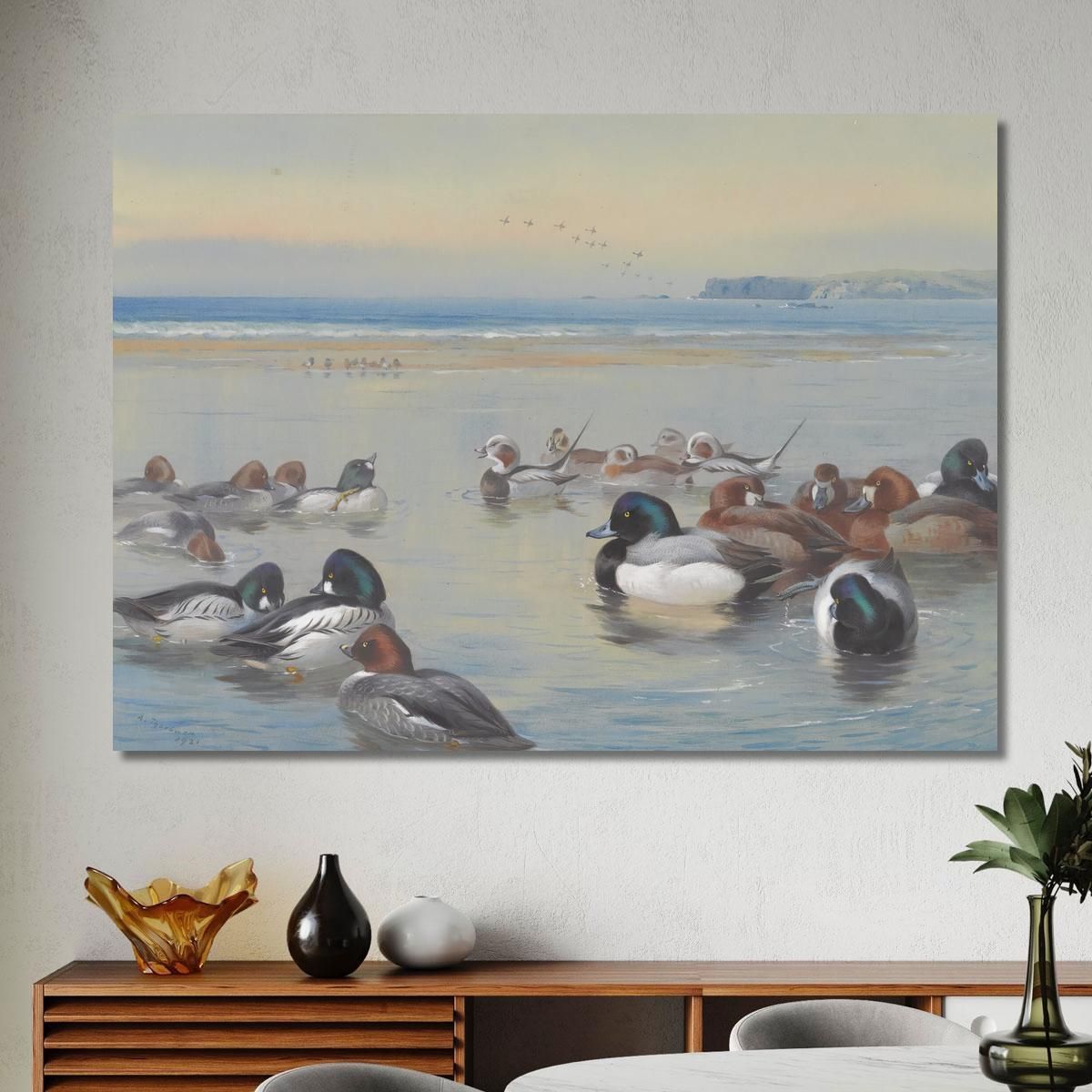 Ducks Along The Shoreline Archibald Thorburn ath43 canvas print 