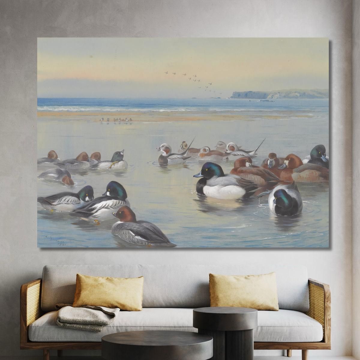 Ducks Along The Shoreline Archibald Thorburn ath43 canvas print 