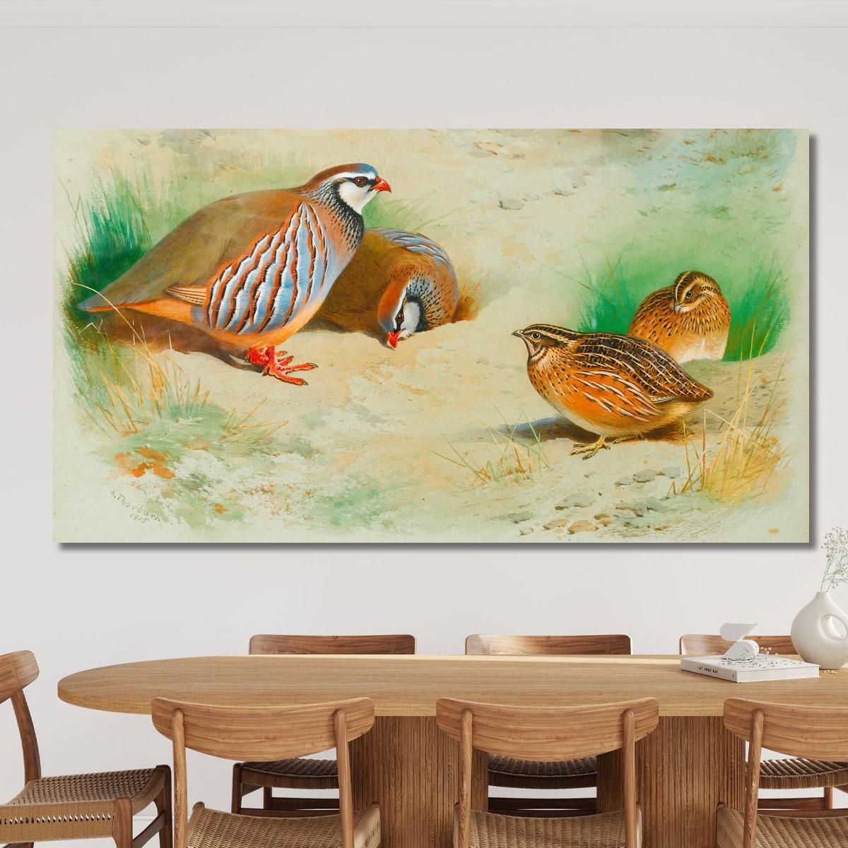 French Partridge And Chicks Archibald Thorburn ath47 canvas print 