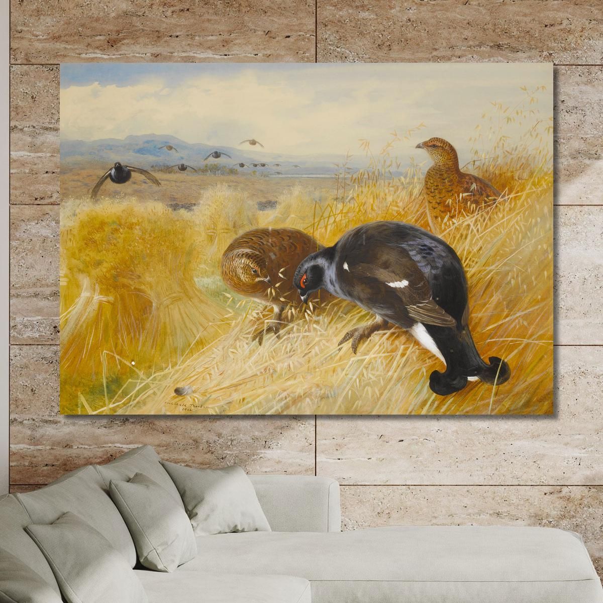 On The Stooksblackgame Archibald Thorburn ath71 canvas print 