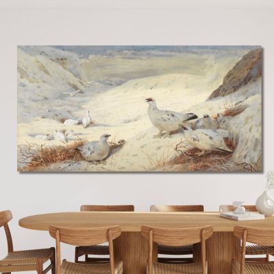 Ptarmigan In Winter Plumage Archibald Thorburn ath85 canvas print 