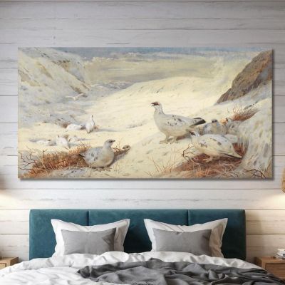 Ptarmigan In Winter Plumage Archibald Thorburn ath85 canvas print 