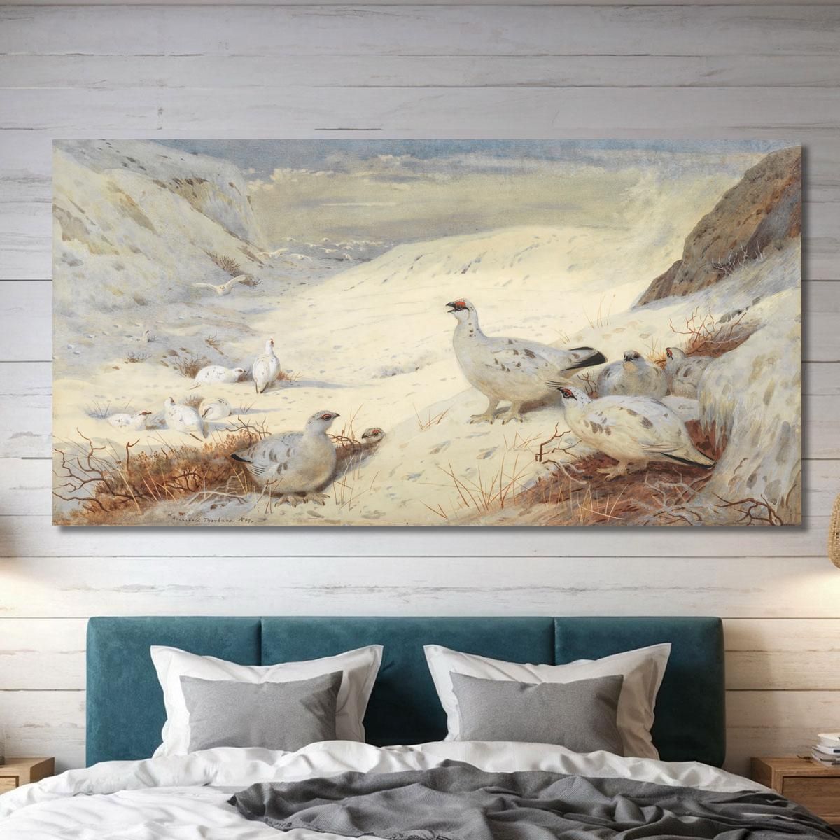 Ptarmigan In Winter Plumage Archibald Thorburn ath85 canvas print 
